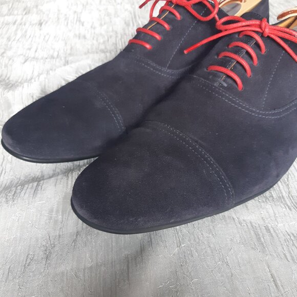 Paul Smith SZ 42 (9.5) Blue Suede Lace Up Low Top Almond Toe Derby - Picture 8 of 15